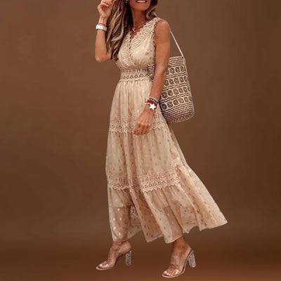 Lola - Vestido maxi com renda boho
