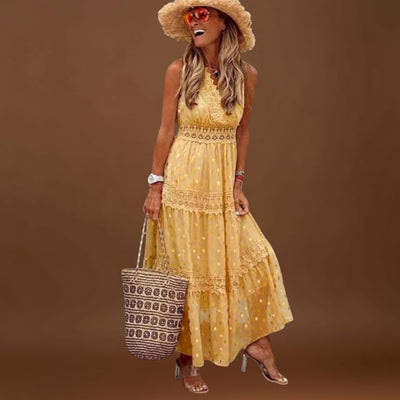 Lola - Vestido maxi com renda boho