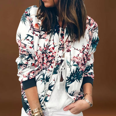 Andreia - Casaco bomber elegante com padrão floral