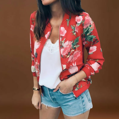 Andreia - Casaco bomber elegante com padrão floral
