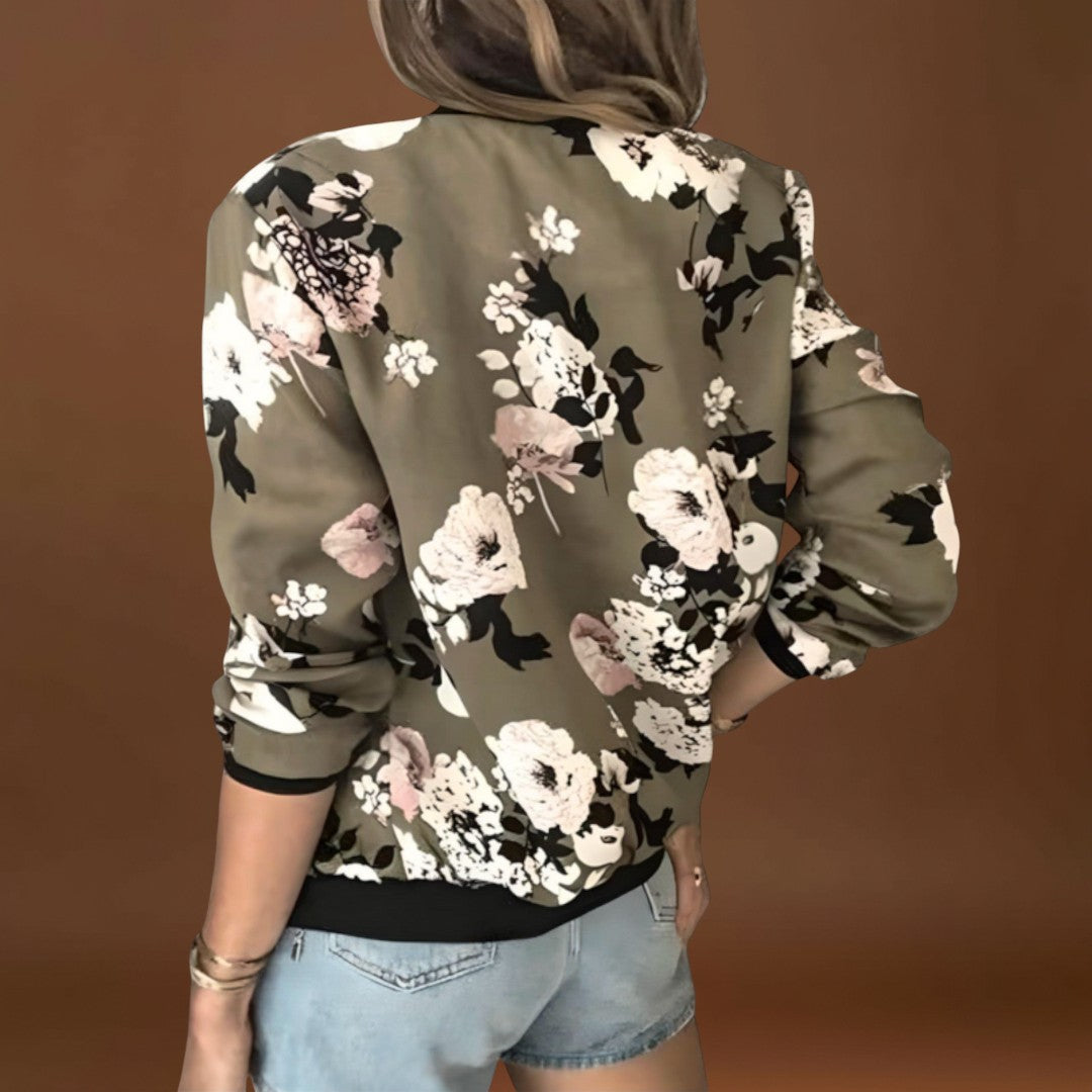 Andreia - Casaco bomber elegante com padrão floral
