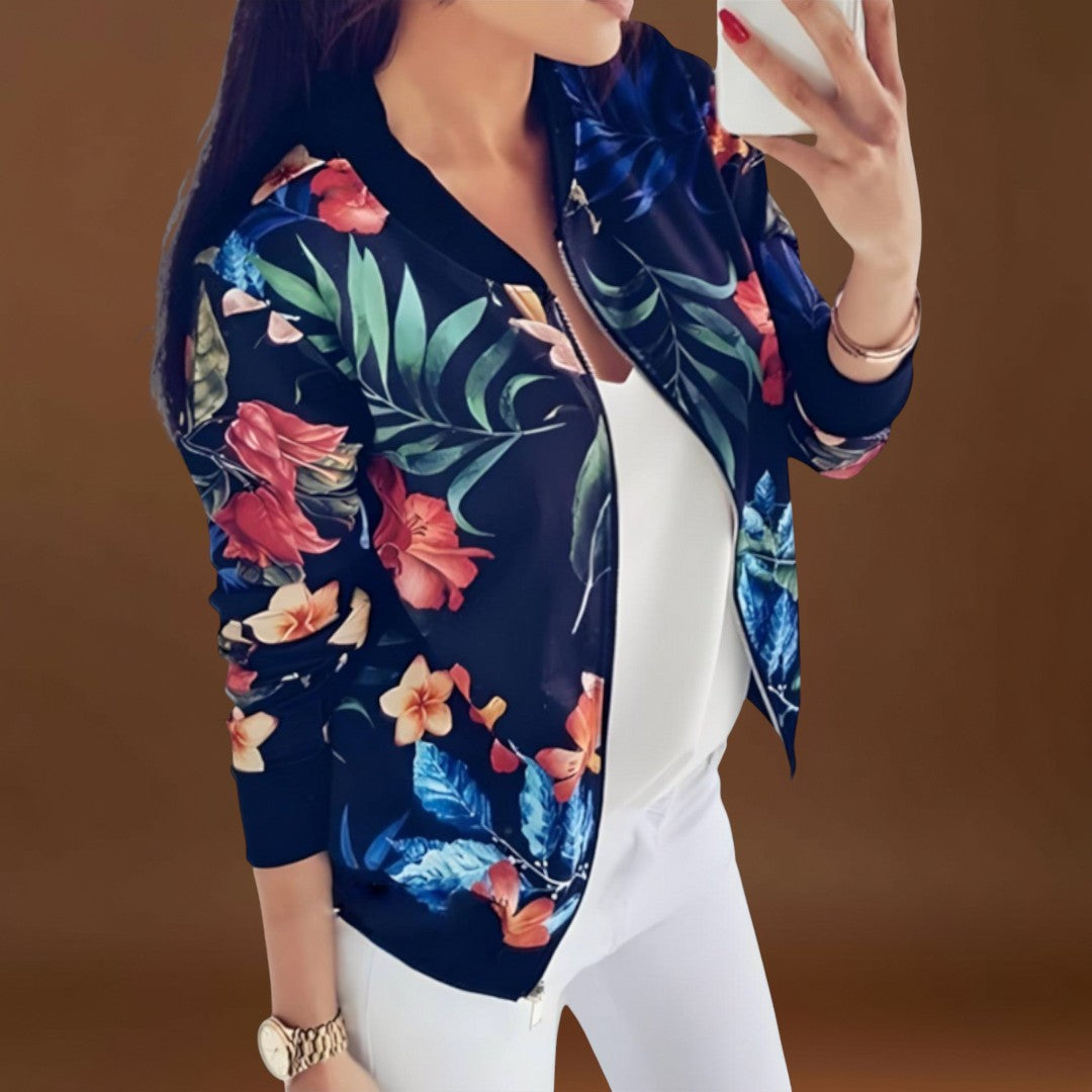 Andreia - Casaco bomber elegante com padrão floral