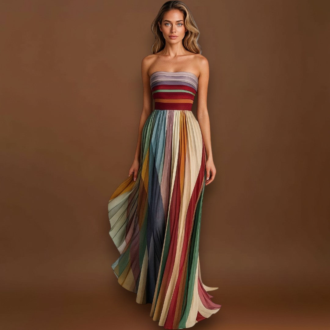 Renata - Vestido colorido sem mangas