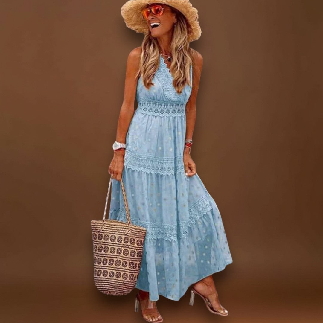 Lola - Vestido maxi com renda boho