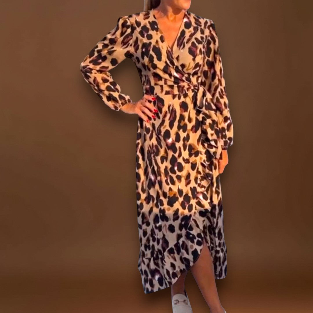 Emília - Vestido casual com estampado de leopardo