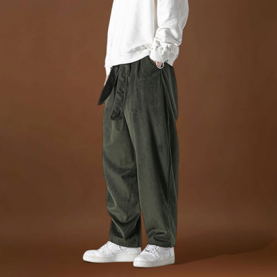 Yushiko - Calças de veludo bege